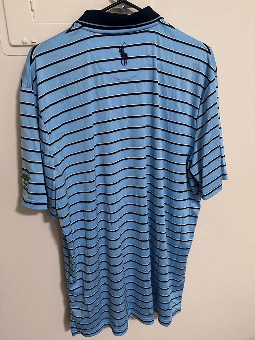 Ralph Lauren Light Blue 2021 US Open Polo with Navy Stripes